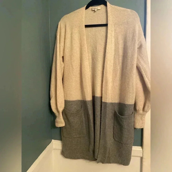 Madewell womens long open cardigan - color block- wool alpaca and other - small - Picture 1 of 6